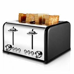Toaster 4 Slice, CUSIBOX Stainless Steel Toaster  BAGEL/DEFR